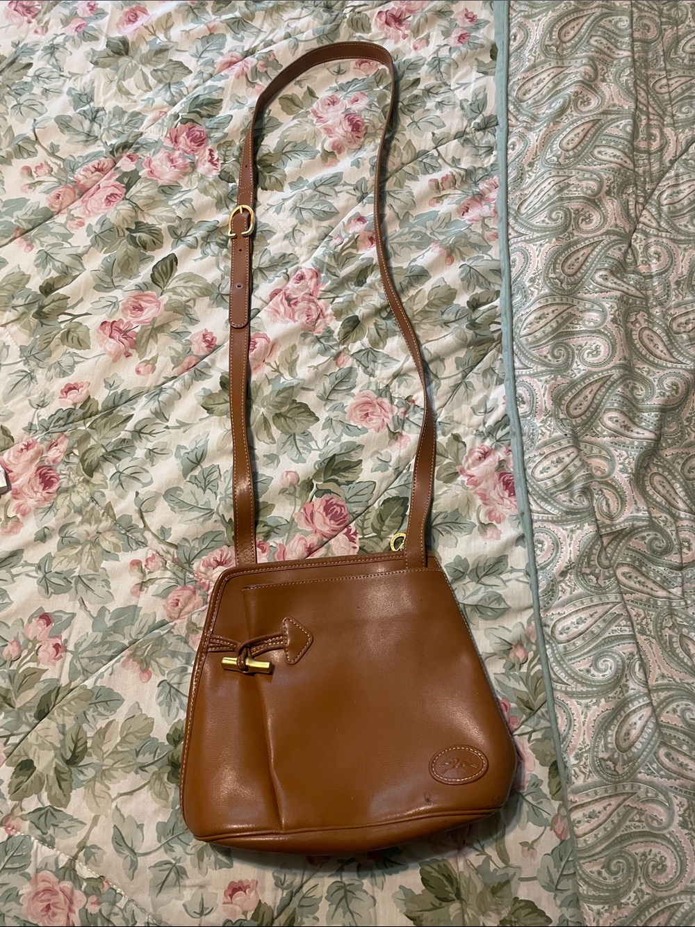 Longchamp Tan Leather Crossbody Bag